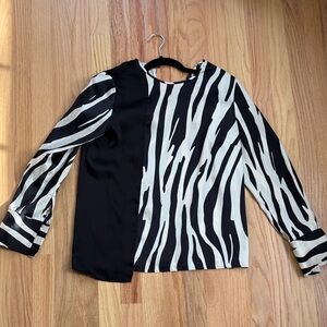 mango Black and White Zebra Print Women's Top